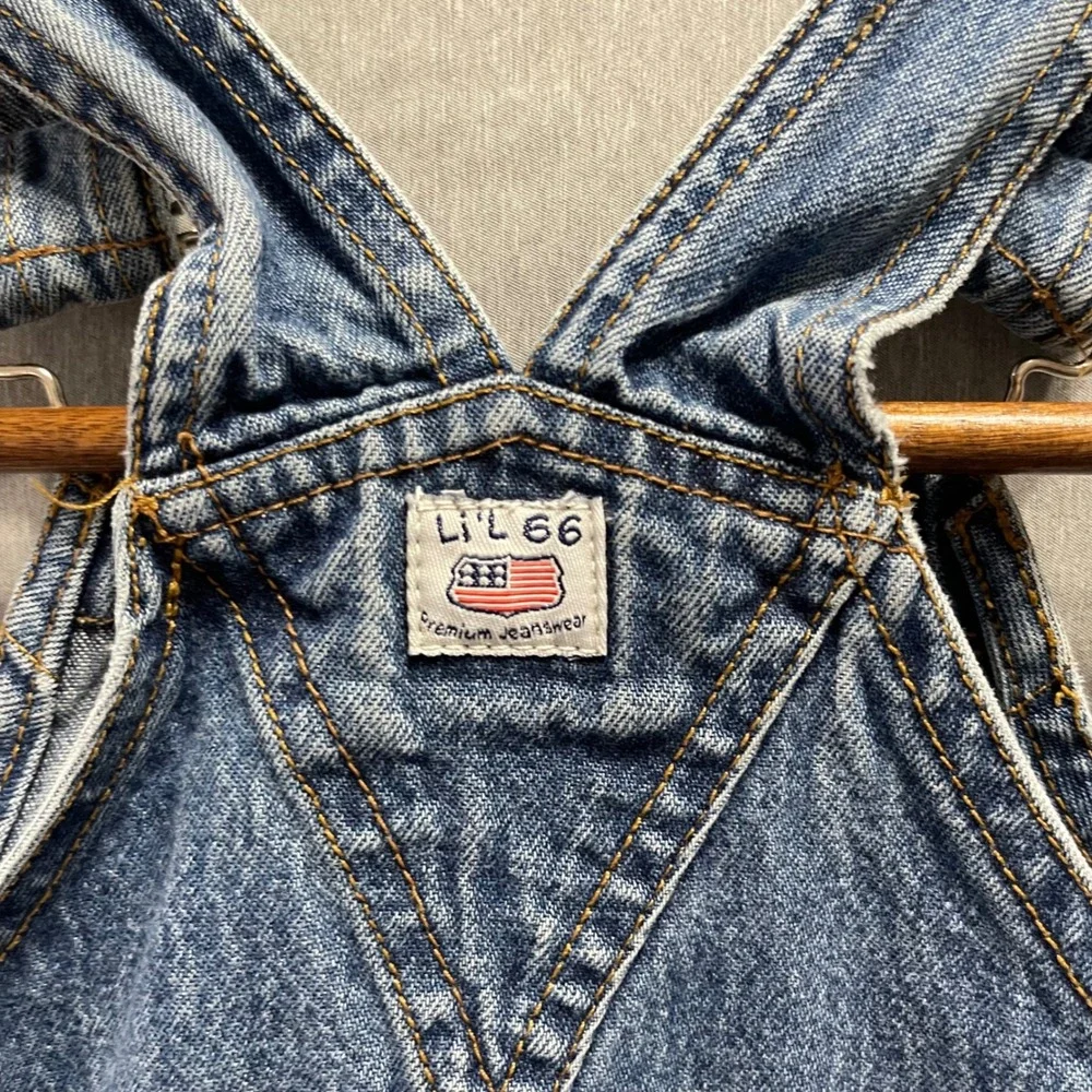Route 66 Lil 66‎ Denim Overalls Kids 12M Blue Vintage 90s Snap Inseam